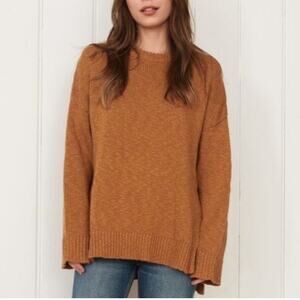 Jenni Kayne Cocoon Cruise Cotton Linen Drop Shoulder Sweater Pumpkin Spice Small